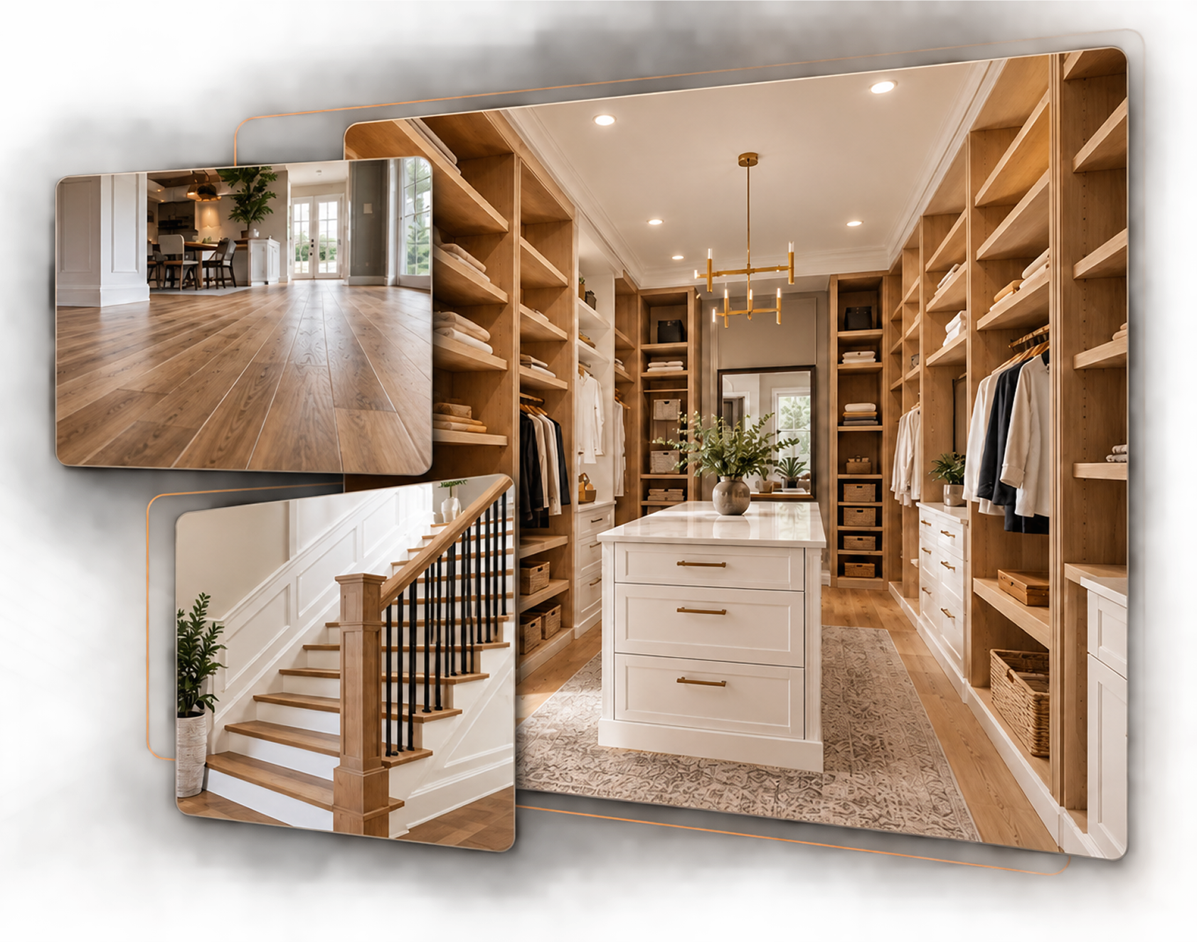 Custom closet, hardwood flooring, and stair renovation by Malta Construction